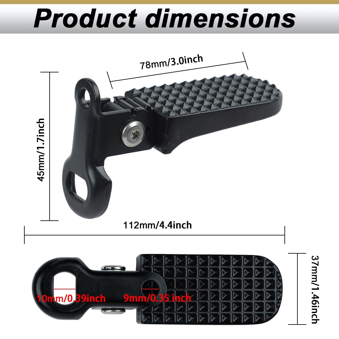 1 Pair Bike Rear Pedals,Aluminium Alloy Bike Pegs, Mini Folding Bicycle Foot Pegs,Rear Seat Footrest Pedals for Mountain Bike E-Bike