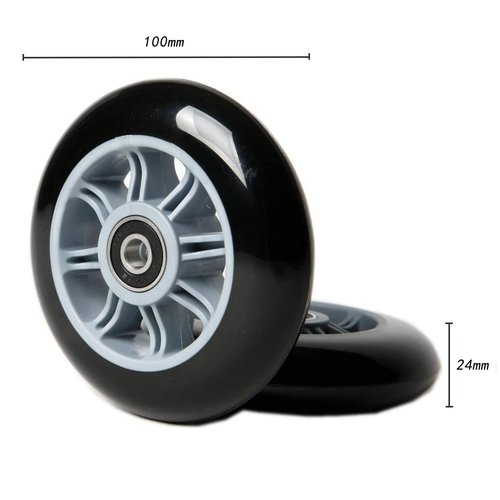 FREEDARE Scooter Wheels 100mm with ABEC-7 Bearings, Grey, Polypropylene, Polyurethane, 4pcs, Kick Scooter Replacement Wheels