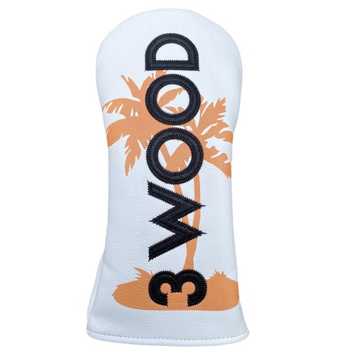 1pc 3 Wood Cover Golf Club Head Covers for Fairway Woods, White with Palm Tree Style Golf 3 Wood Headcover Fits for All Brand Golf Club Accessories for Men Golfers