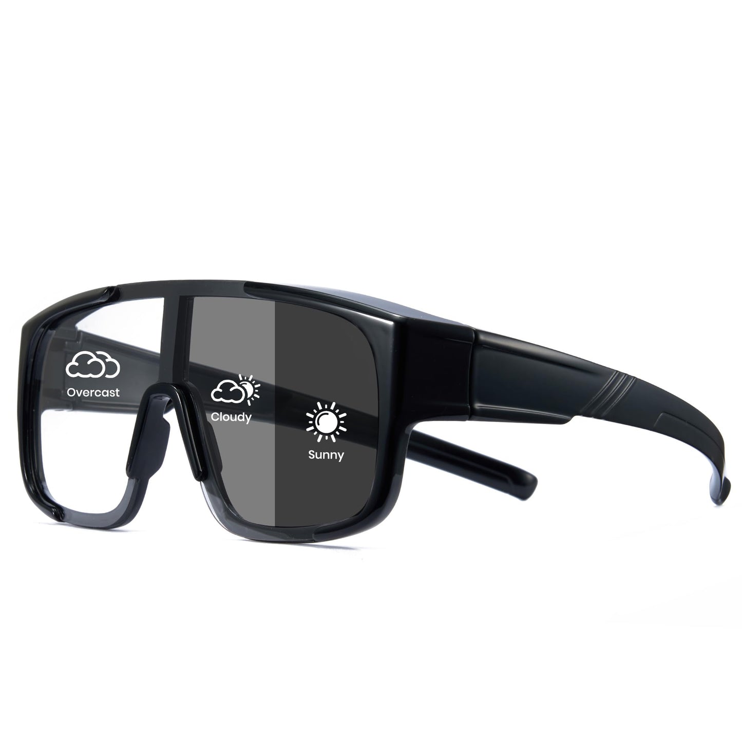Cyxus Photochromic Polarized Fit Over Glasses Sunglasses, Wrap-Around UV400 Protection Sport Sunglasses for Men Women, Anti-Glare Cycling Driving Fishiing