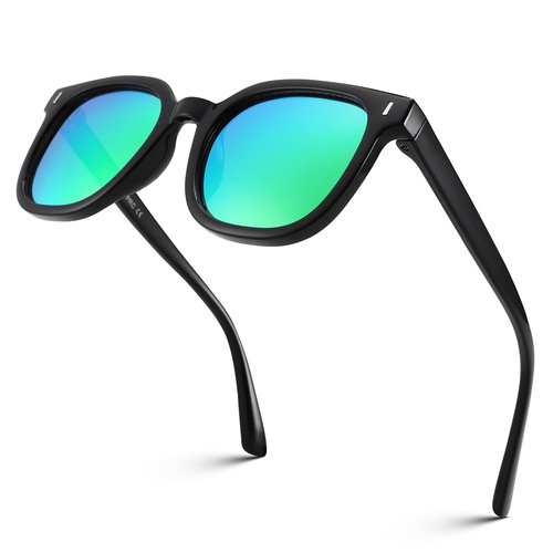 Pro Acme Polarized Kids Sunglasses Girls Boys,TPEE Rubber Flexible Square Shades Toddler Age 3-10(A01 Black/Green Mirrored)