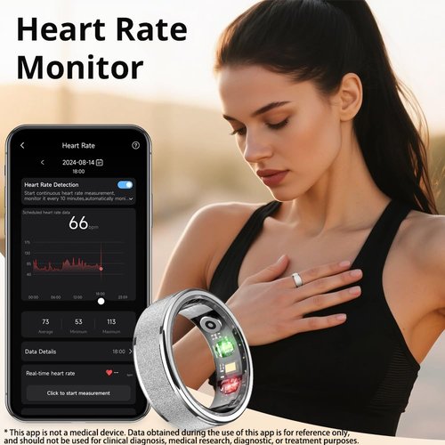 COLMI R10 Smart Ring, Smart Health Ring for Women, Features Heart Rate, Blood Oxygen, Sleep Monitoring, Pedometer, and Fitness Tracker, No Subscription Fee. (Silver, 8#)
