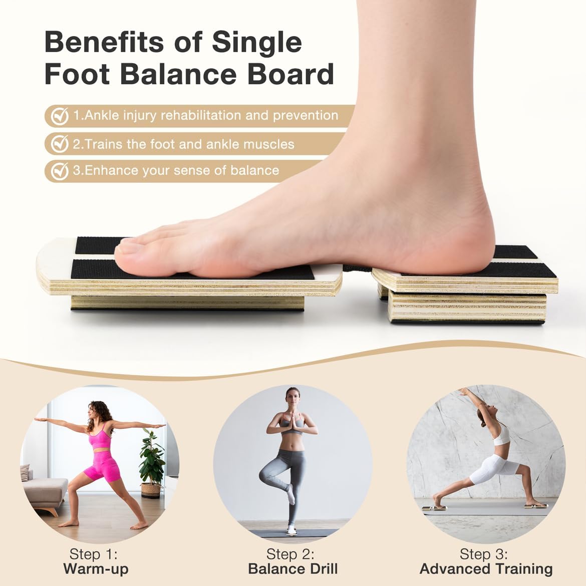 Skiennix Ankle Balance Board - Foot Strengthener for Physical Therapy & Posture Correction | Bamboo Design
