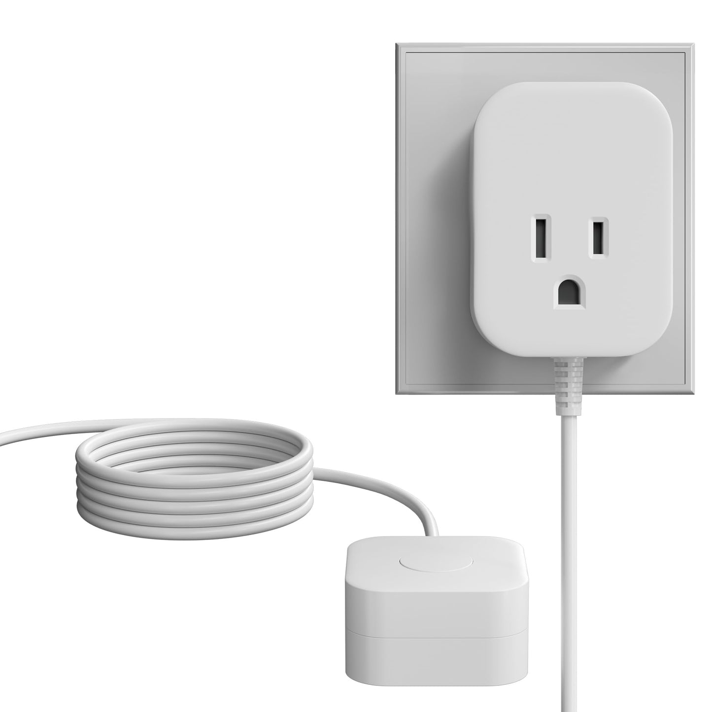Elecan 3 Prong Lighting Control Grounded Plug, Silent ON/Off Switch with 10 Ft Power Cable, Energy& Space Saving Cord, 125V for Tabletop or Wall Mount Indoor, Lamps Fans Small Appliance, ETL-White