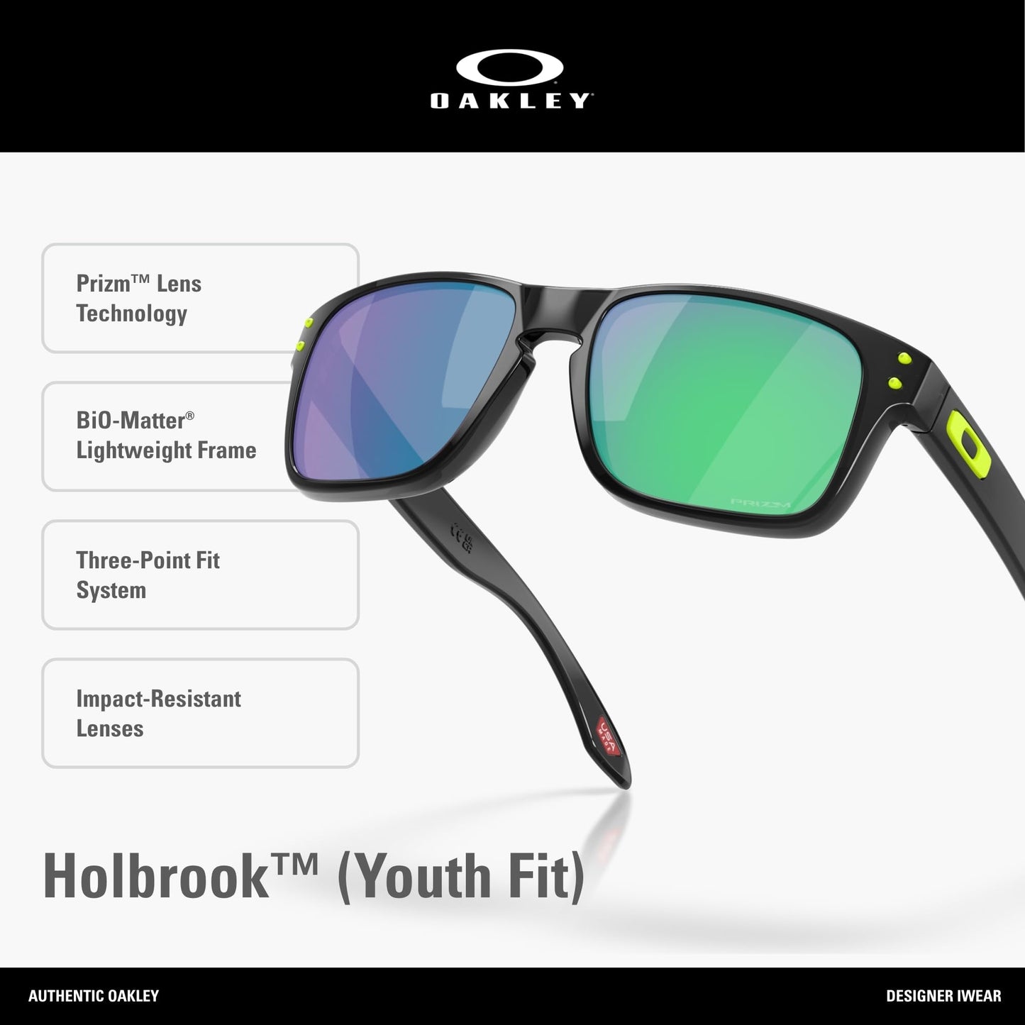 Oakley Child Sunglasses Black Ink Frame, Prizm Jade Lenses, 50MM