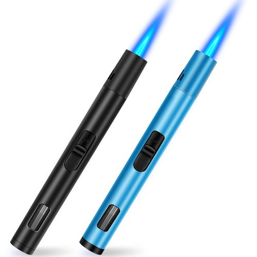 LcFun 2 Pack Torch Lighters Refillable Butane Lighter with Visible Fuel Window, Windproof Adjustable Jet Flame Long Lighters for Candle, Grill, BBQ, Camping, Fireworks (Butane NOT Included)
