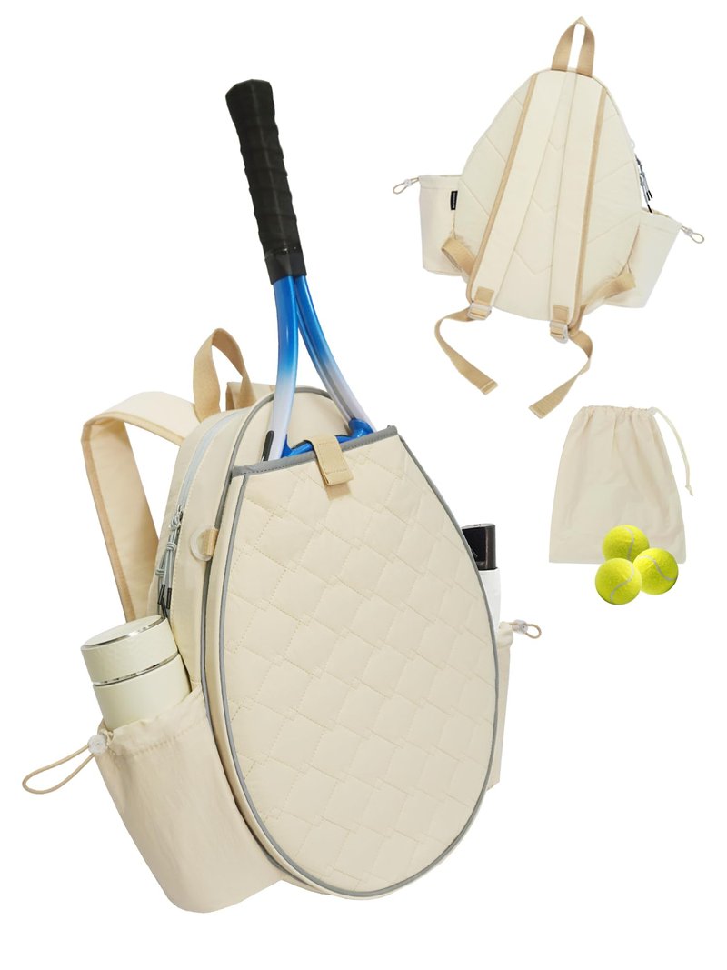 Aurevoxen Tennis Bag for Women and Men, Quilted Tennis Backpack Holds 1-2 Rackets, Lightweight and Water-resistant Sports Bag for Pickleball and Badminton