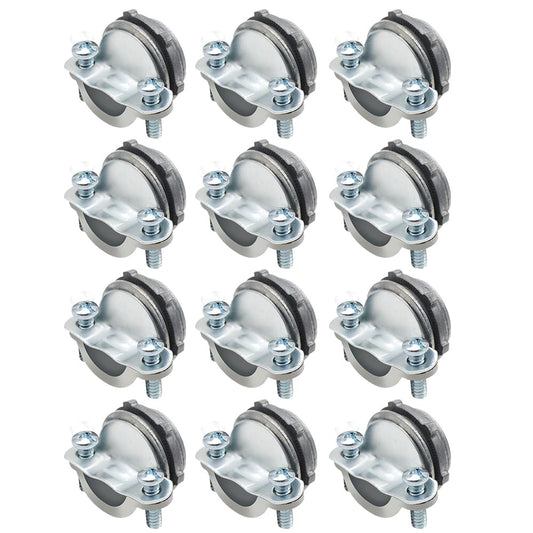 MAKERELE 12-Pack 3/8 Inch Clamp Type Connectors - UL Listed - Zinc Die-cast for Metallic Conduit - Versatile for SE Cable and - Electrical Box Cable Clamps