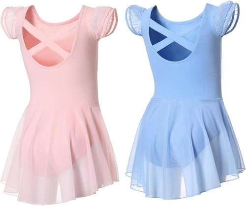 DIPUG Ballet Leotard for Girls - Flutter Sleeve Design with Criss-Cross Back | Toddler Size
