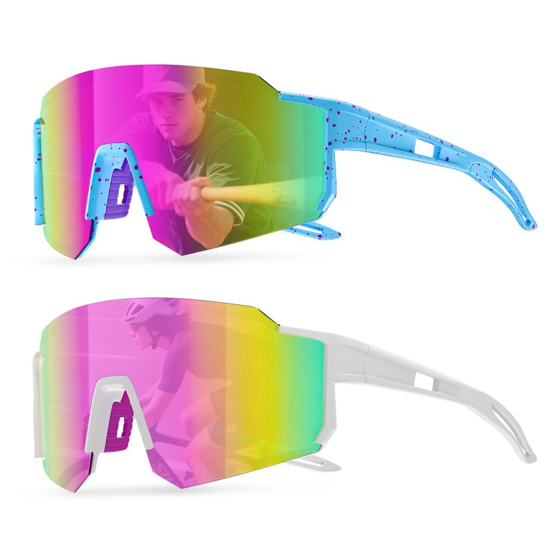 BOLLFO 2Pack Youth Polarized Sports Sunglasses, UV400 Protection Cycling Sun Glasses for Men Women Youth Cycling Fishing Driving