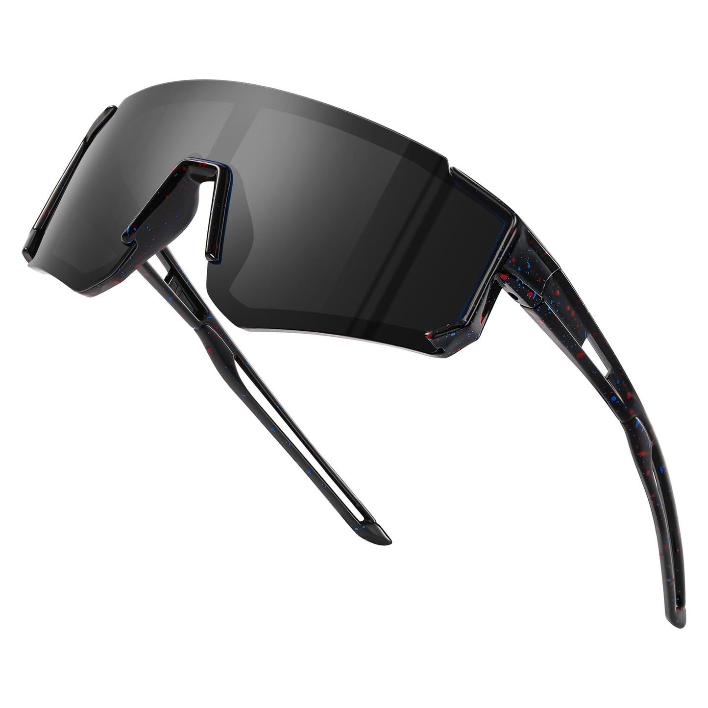 Fanshen Kids Baseball Sunglasses for Boys Girls Ages 3-12, Sports Polarized Youth Baseball Softball Sunglasses UV Protection (Bright Black/Grey)