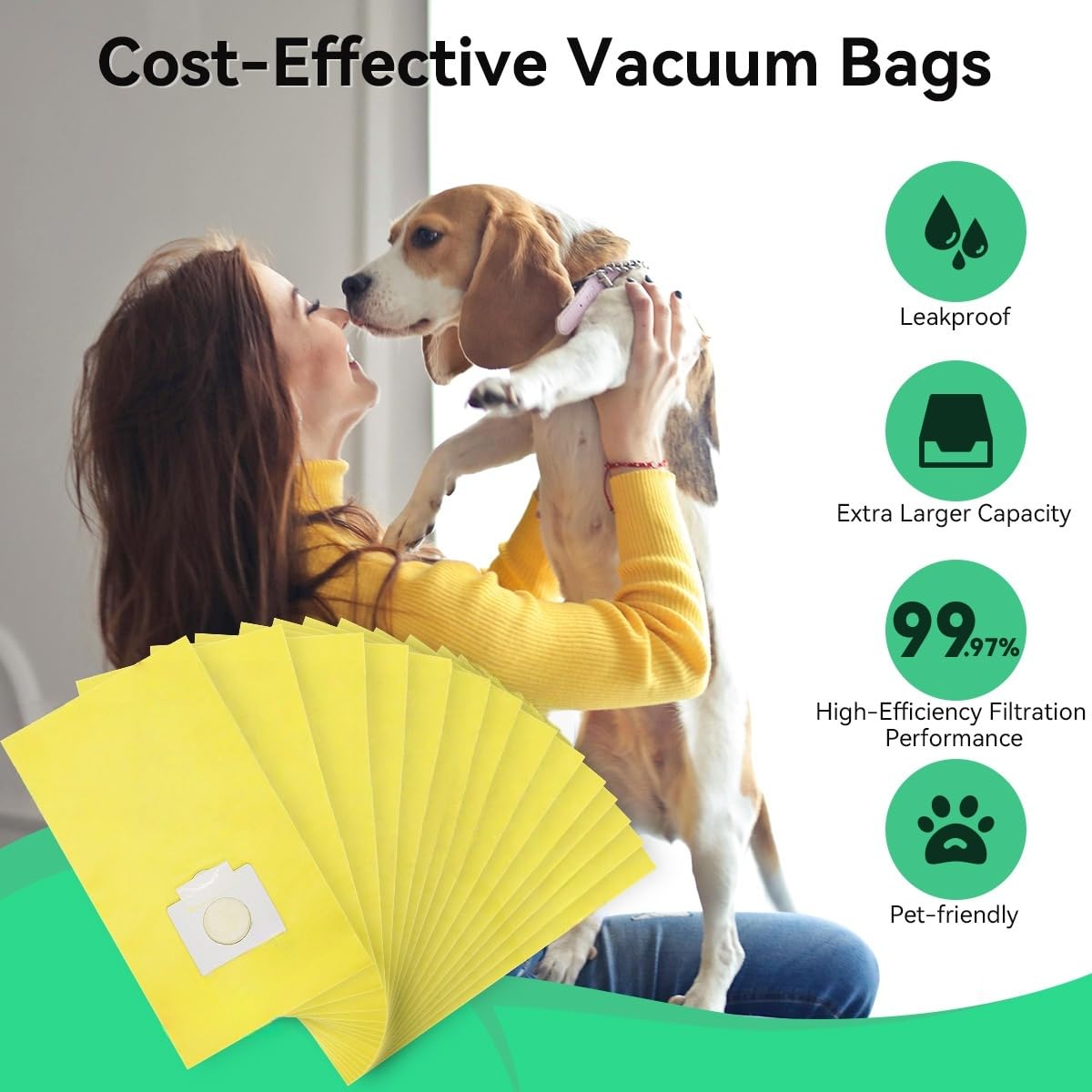 12 Pack Canister Vacuum Cleaner Bags Compatible with Kenmore Canister Type C/Q 5055, 50555, 50557, 50558 and Type C-5, C-18, 53292, 200 Series, 400 Series, 600 Series, 700 Series, 800 Series Vacuum