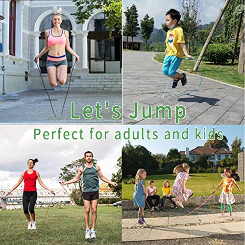 Adjustable Jump Rope for Kids - 8.5ft Wooden Handle - Green