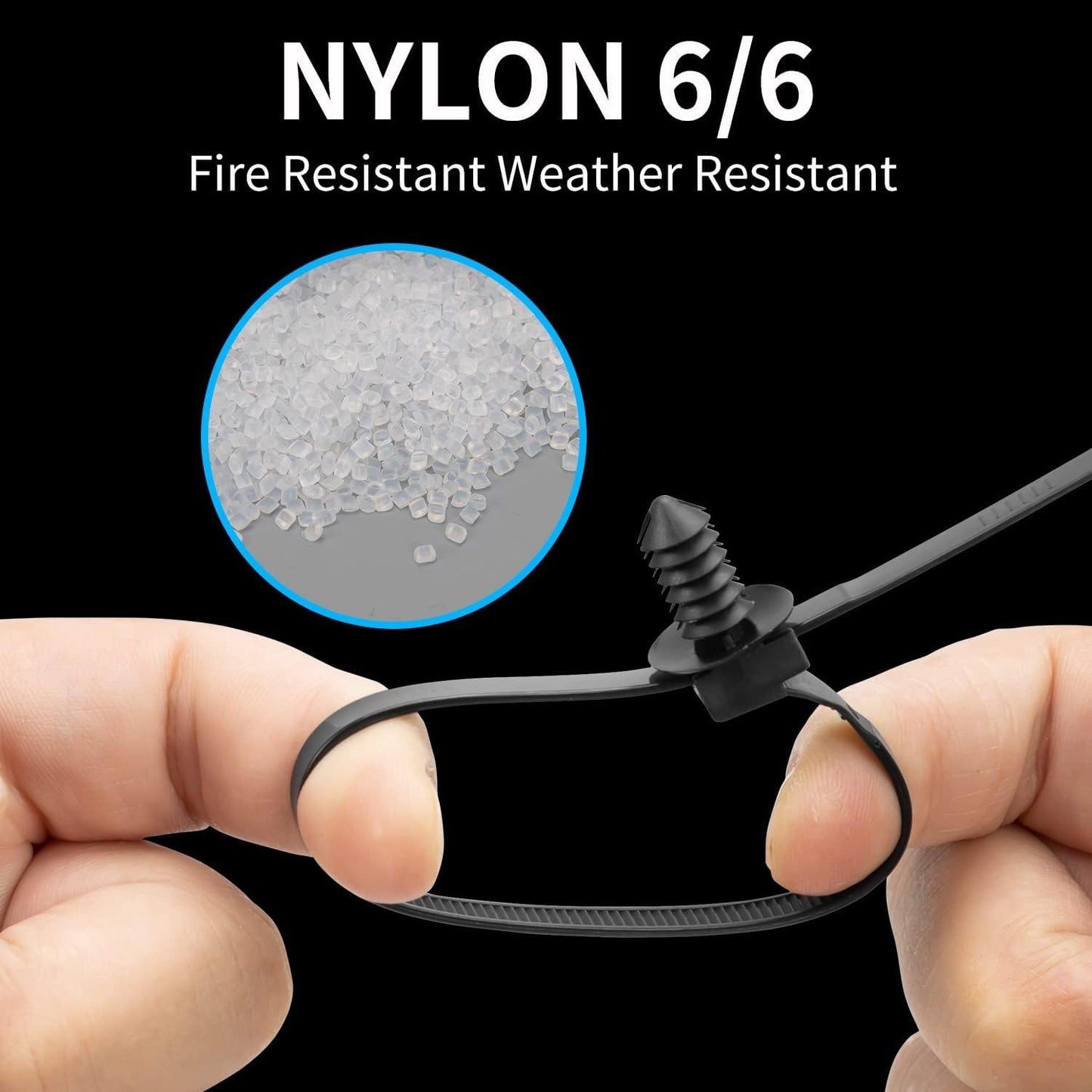 XINGO 150 PCS Push Mount Zip Ties-5 Types, Nylon Car Mount Wire Tie Snap in Cable Zip Ties, Black Push Mount Cable Ties Automotive Zips Tie Fastener Wire Harness Clips for Wire Tying