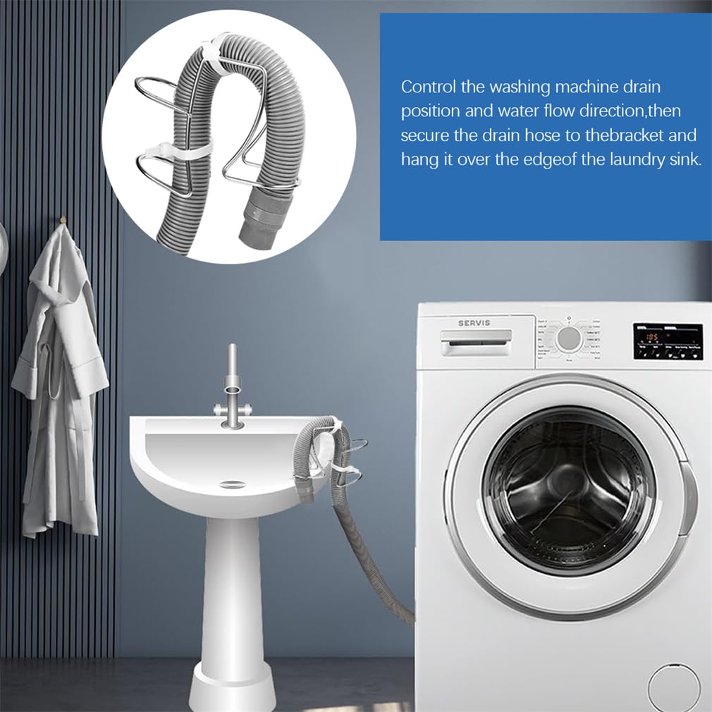 Washing Machine Drain Hose Holder Washer Drain Hoses Holders 304 Stainless Steel Washing Clip ClampUniversal Adjustable Utility Sink Clamp Fits All Drain Hose