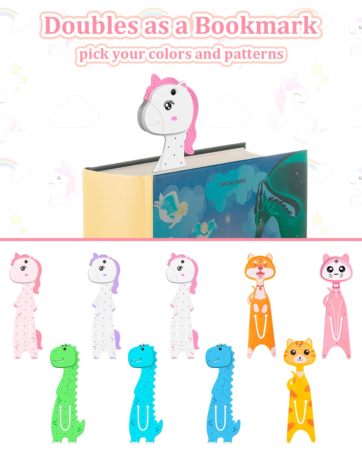 EastPin Stocking Stuffers for Girls Book Light, Unicorn Reading Light for Book Lovers, Cute Bookmarks Small Reading Light for Books in Bed, Christmas Birthday Gifts for Girls Daughter