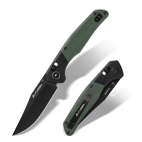 FLISSA Folding Pocket Knife, 3.4" 14C28N Steel Blade with G10 and Linen Micarta Handle, Crossbar Lock, Pocket Clip for EDC Outdoor Hiking, Camping, Gift for Men Women