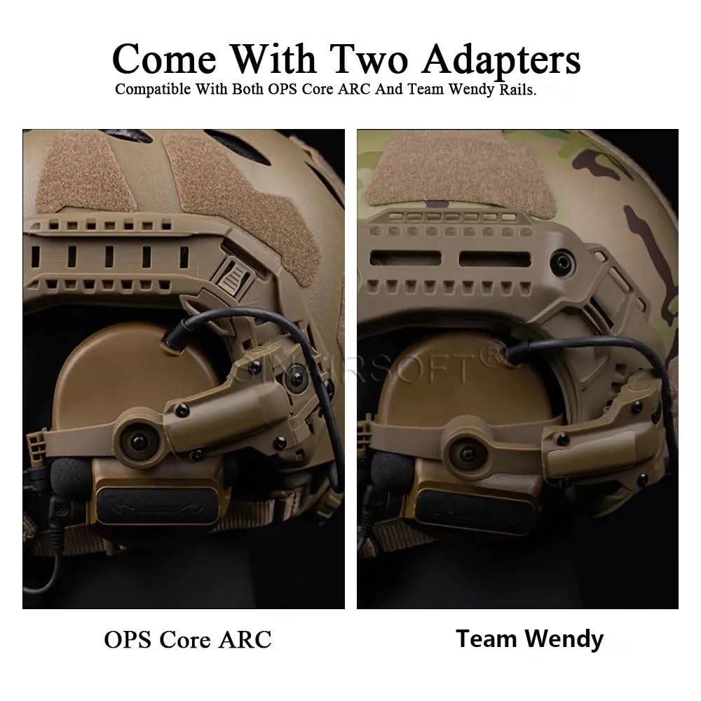 SINAIRSOFT Tactical Helmet ARC Rail Adapter Headsets Rail Mount Bracket Kit with 360°Rotation for Airsoft Games Ear Protection Helmet Mount Accessories (Camouflage)