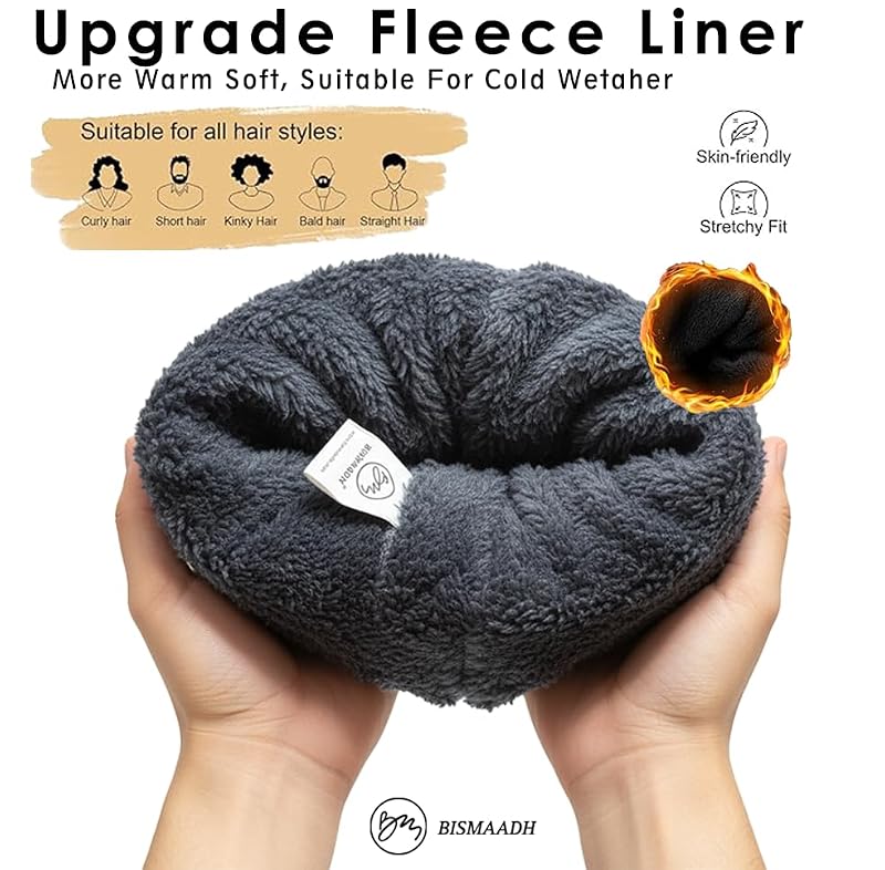 Winter Cuffed Beanie - Fleece-Lined, Soft & Warm - Black