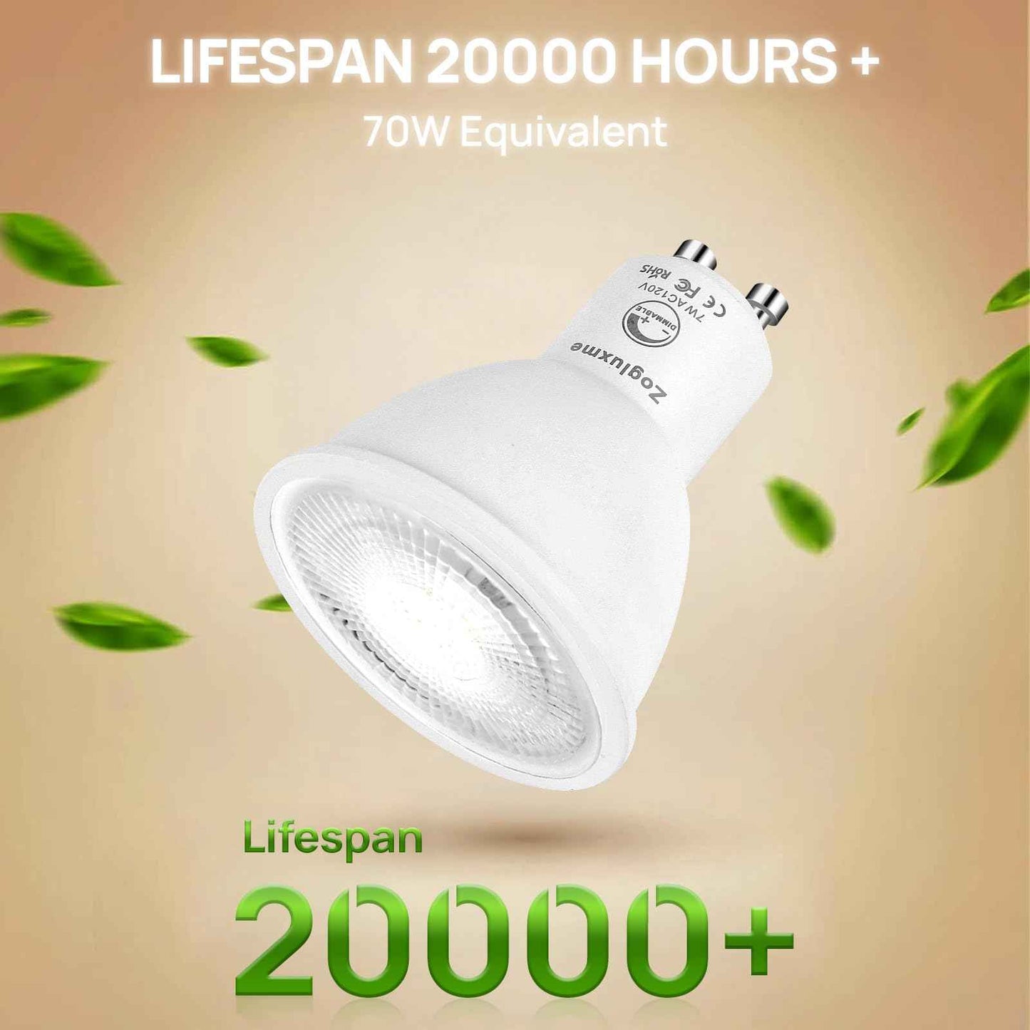 Zogluxme 6-Pack Dimmable GU10 LED Bulbs, 50W Equivalent, 3000K/4200K/6000K Adjustable White, 7W, 600 Lumens, Spotlight, Indoor, ABS & Aluminum, High Efficiency, 100-120V, 60Hz