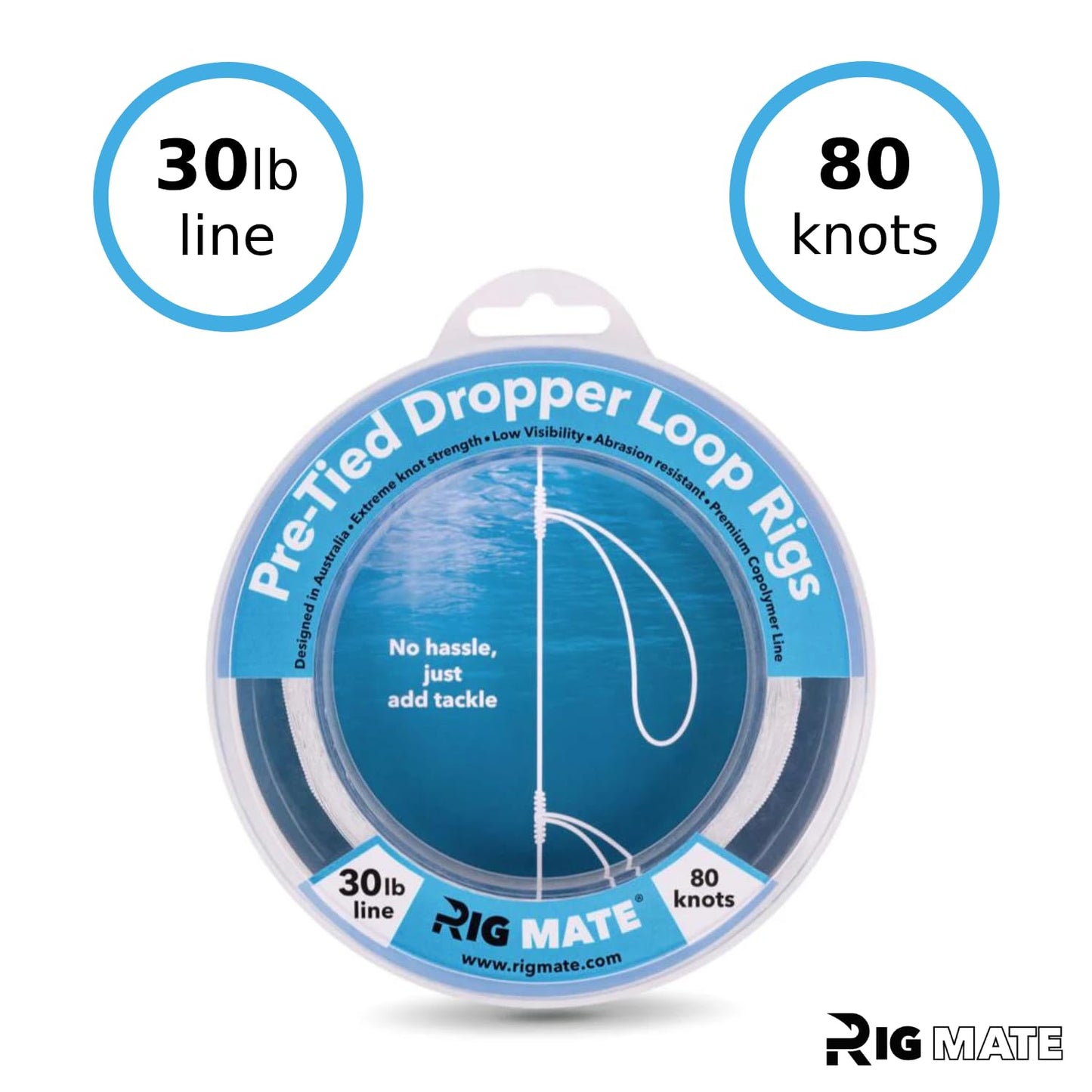 30 lb Pre-Tied Dropper Loop Rigs. Fishing Line Spool. Loops 18 Inches Apart with 5.5 Inch Loop Size. Perfect for Saltwater & Freshwater Fishing. Perfect for Snapper & Other Bottom Feeding Fish.
