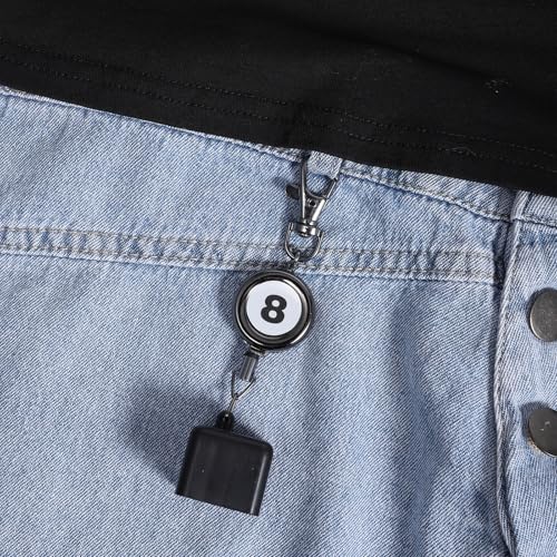 Billiard Cue Chalk Holder with Retractable Key Ring - Black