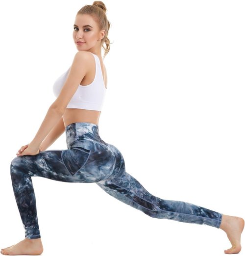 Devirld Women's High-Waisted Yoga Leggings - Tummy Control with Pockets for Gym Workouts