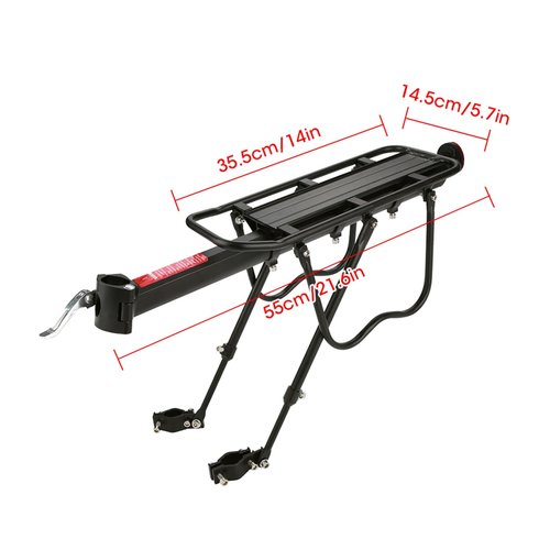 GOTOTOP Rear Rack,Strong Alloy Rear Pannier Bag Luggage Carrier Rack Cycle Seat Post 55 Lbs Capacity with Reflector Black