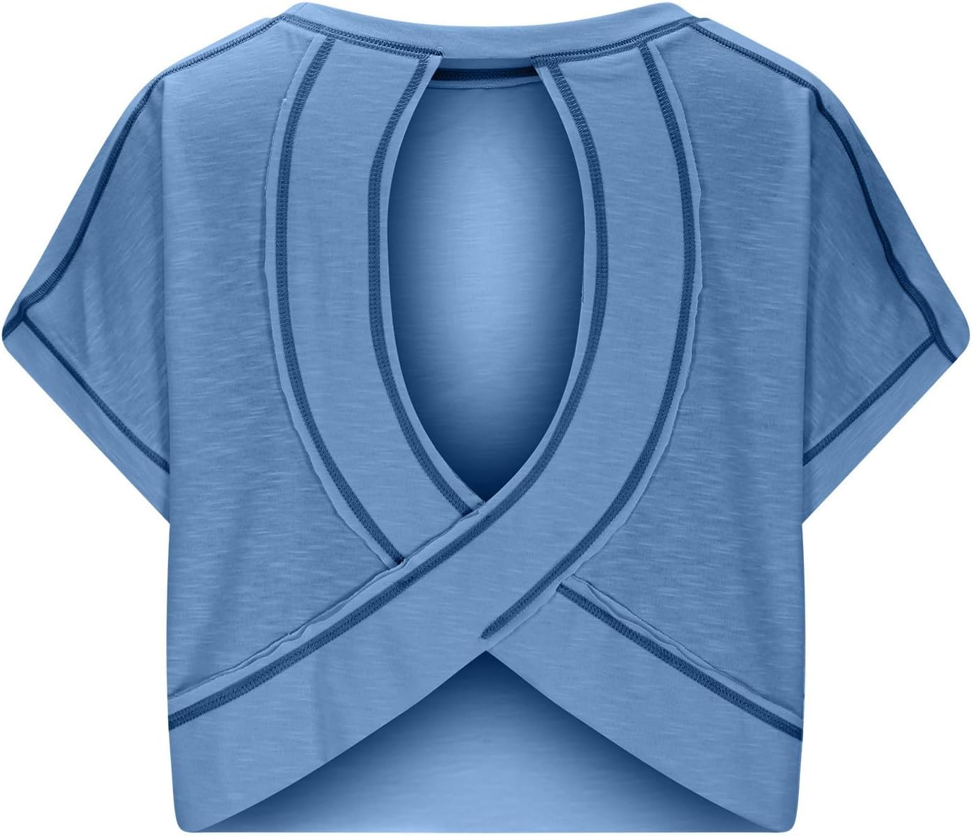 Skiennix Open Back Tops for Women - Backless Short Sleeve Workout Shirts | Slouchy Crop Gym Tees