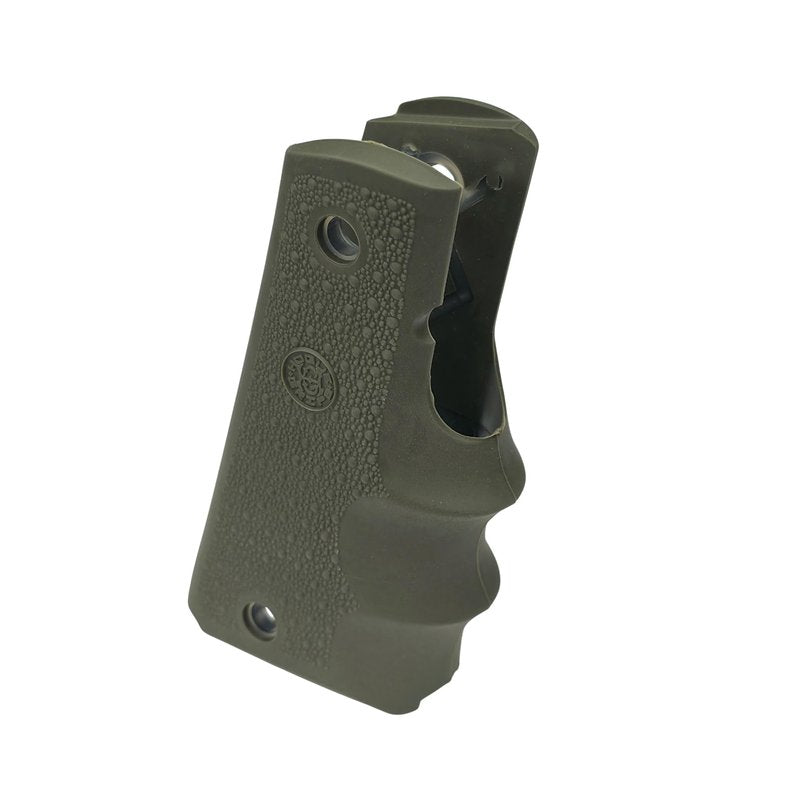 Hogue 1911 Government, Commander, & Clone Models Finger Grooves OverMolded Rubber Grip, OD Green - 45001