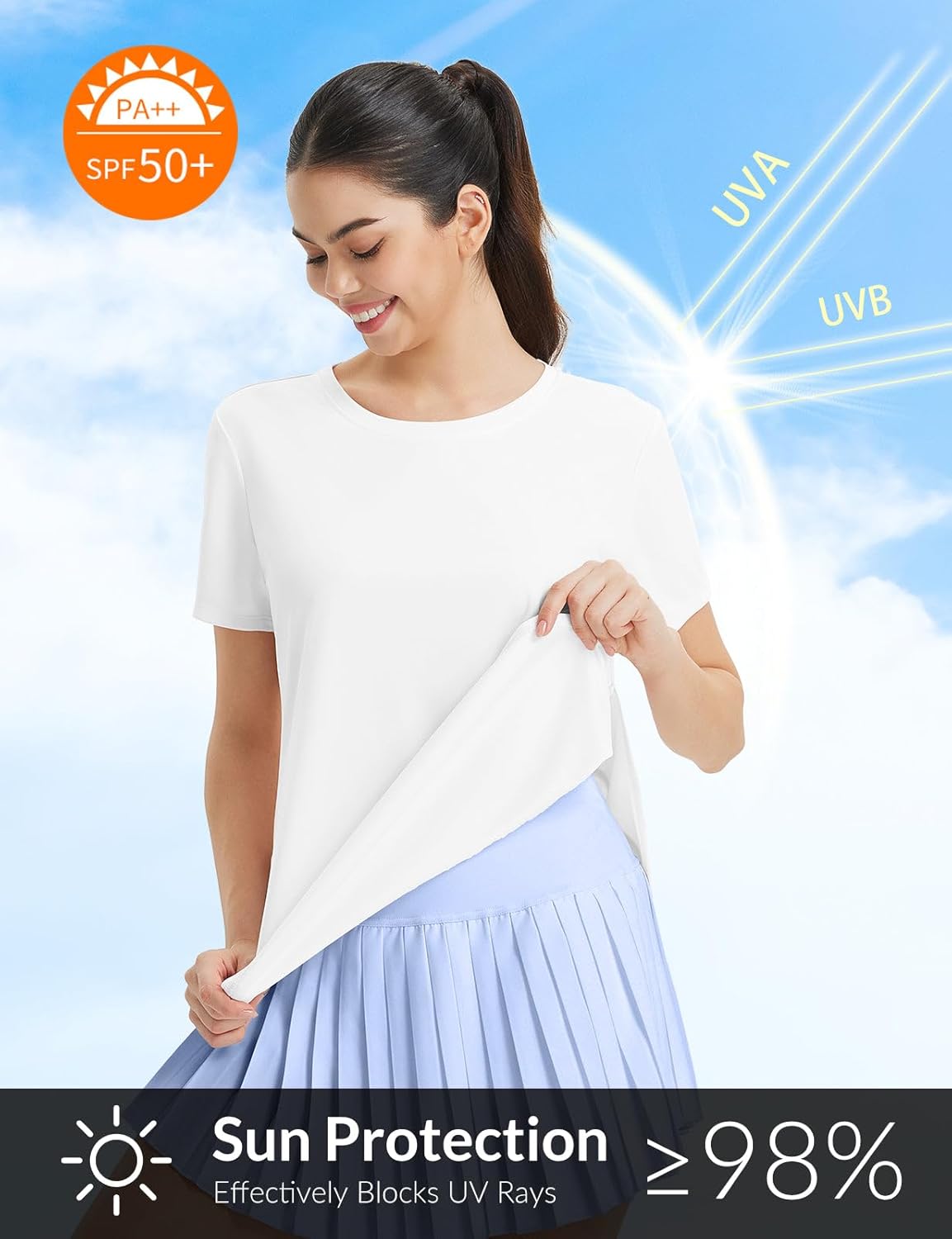 Baleaf Women's Athletic Running Shirts - Quick Dry Loose Fit Yoga Tee with UPF 50+ Protection