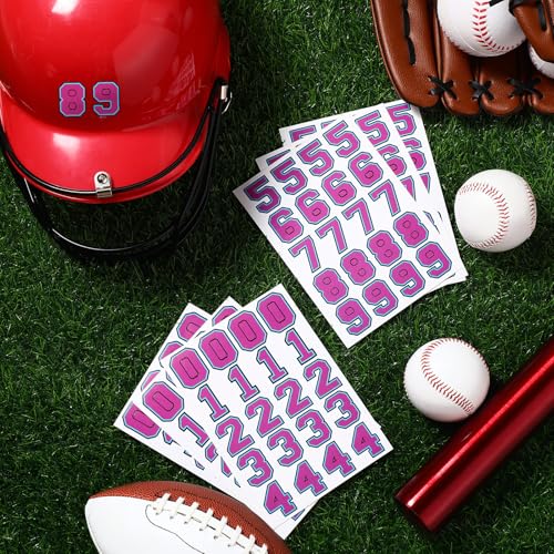 160 PCS Sports Helmet Number Stickers - Self-Adhesive Vinyl Decals - Rose Red