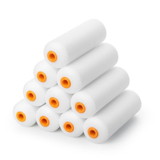 VOOMEY Mini Paint Roller,Small Paint Roller,4-Inch Foam Paint Roller with Foam-Covered Ends,10 Pack 4 Inch Small Paint Roller Covers,Roller Paint for Painting Walls,Cabinets,Corner,Cupboards,Doors