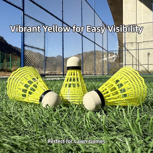 12 Packs Nylon Badminton Shuttlecocks - Neon Yellow Birdies