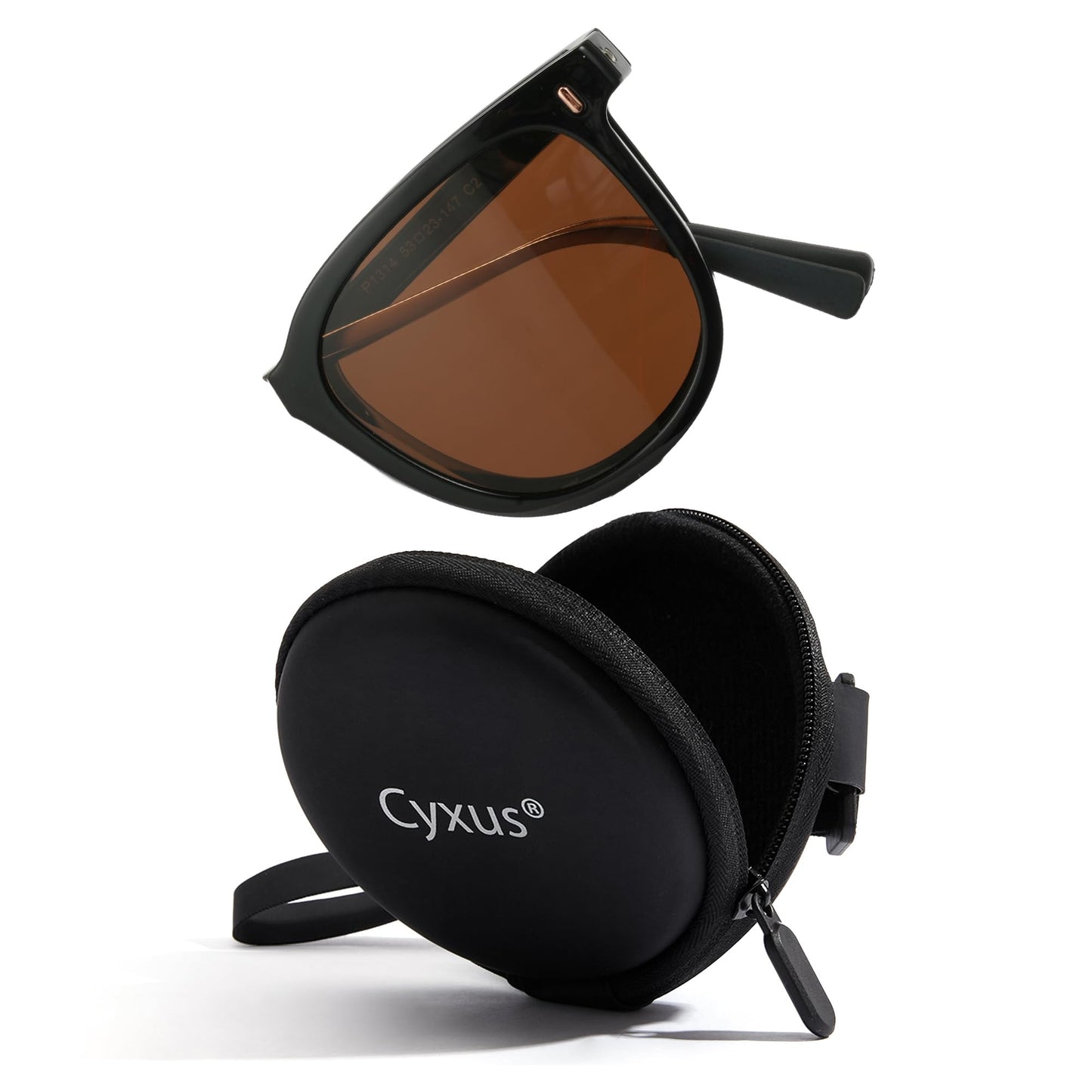 Cyxus Foldable Polarized Sunglasses for Women Men, 24g TR90 Square Frame 99.99% UV Protection Beach Driving Outdoor P1576