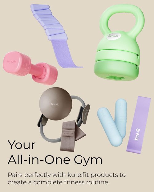 kure.fit Adjustable Dumbbell Set｜2LB 3LB 4LB 5LB Light Hand Weights for Women｜One-Twist Weight Adjustment｜Non-Slip Curved Grip Handle｜Free Weights for Home Gym, Rehab, Pilates, Yoga, Strength Training