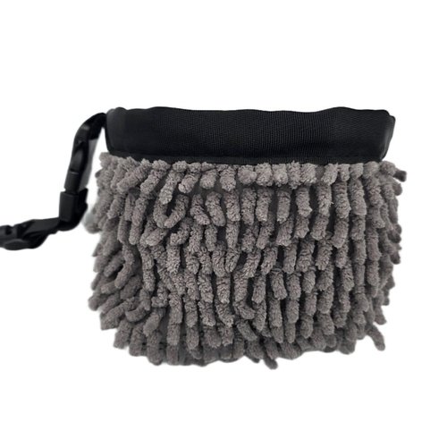 FAR&STRAIGHT Golf Club & Ball Cleaning Pouch – Soft Microfiber Interior for Gentle Cleaning – Clip-On, Washable Bag (Metallic Gray)
