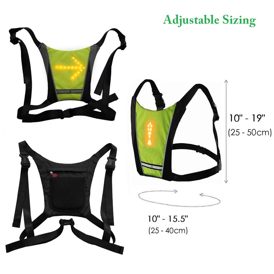 fixinus LED Turn Signal Safety Vest with Direction Indicator, USB Charging & Adjustable Bike Pack Accessory Guiding Light for Night Running Walking Cycling Gear - LED Glowing Reflective Backpack