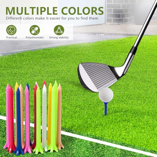 100 Pack Assorted Colors Golf Tees - Durable 2.8 Inch Plastic