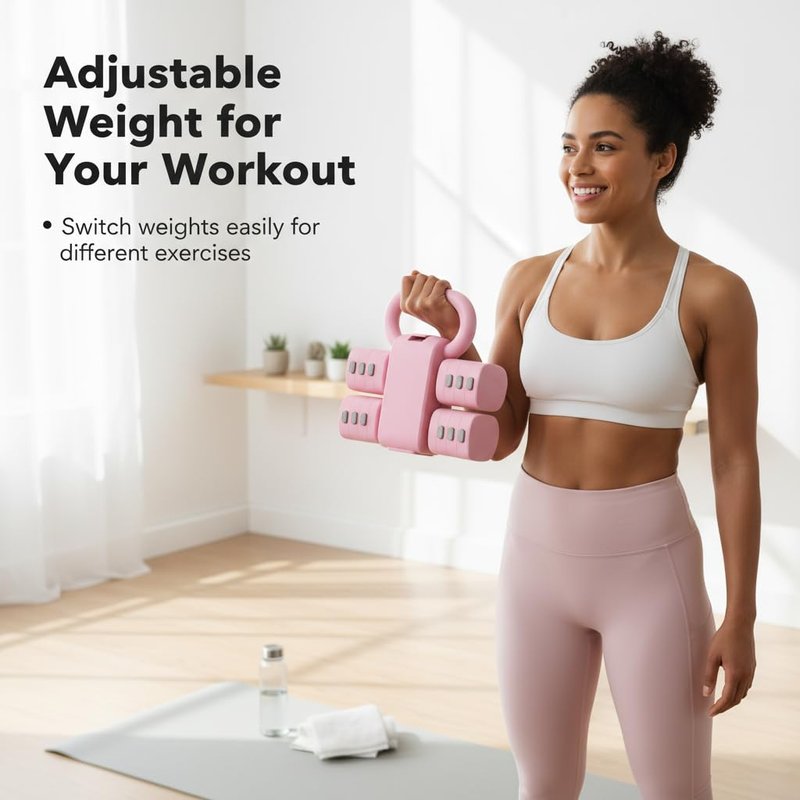 Adjustable Dumbbell Set of 2, 4 in 1 Free Weights for Women with Fast Adjustment, Home Gym & Outdoor Exercise Training, Includes 2.2lb 3.3lb 4.4lb 5.5lb Hand Weights, Compatible with Kettlebells (Green)