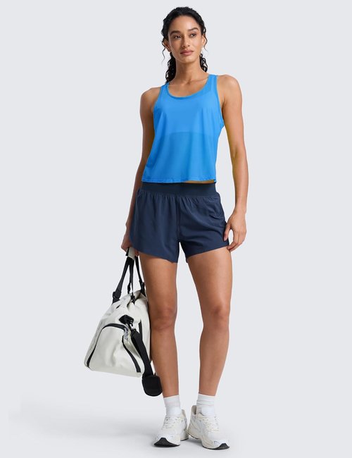 CRZ YOGA Mesh Workout Tank Top for Women - Breathable Sheer Scoop Neck Sleeveless Summer Shirt