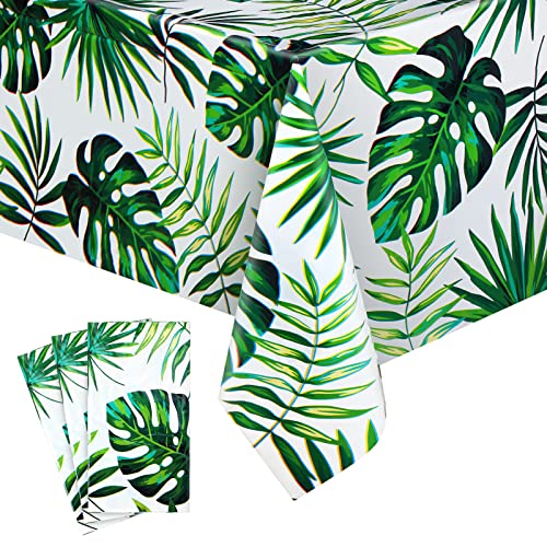 Tropical Palm Leaves Tablecloths - 3 Pack, 54 x 108 Inch