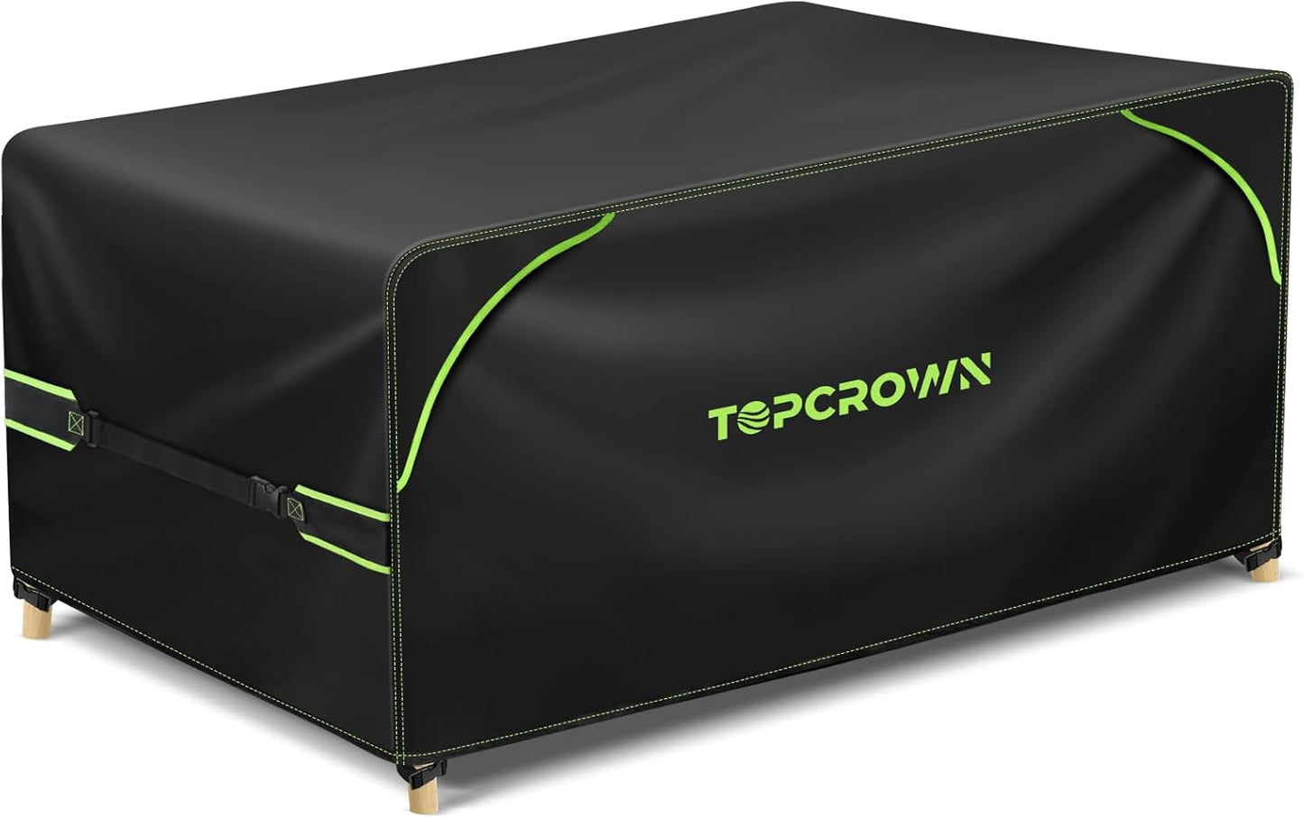 Topcrown Patio Furniture Covers - Waterproof Anti-UV Oxford Fabric | Rectangular 74"L x 47"W x 28"H (Black & Green)