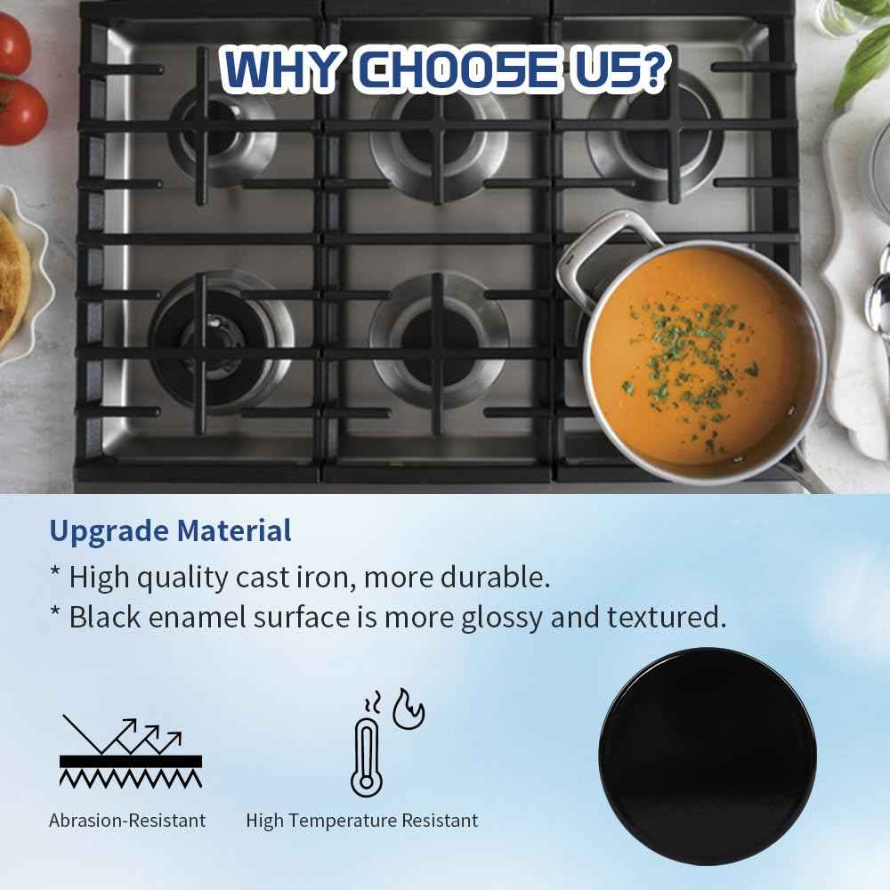 [Upgraded] WB28K10222 Range Surface Burner Cap Extra Large Replacement Part Fit for GE Gas Range/Stove/Oven/Cooktop, Replaces WB29K10222, 4.4 Inches Diameter