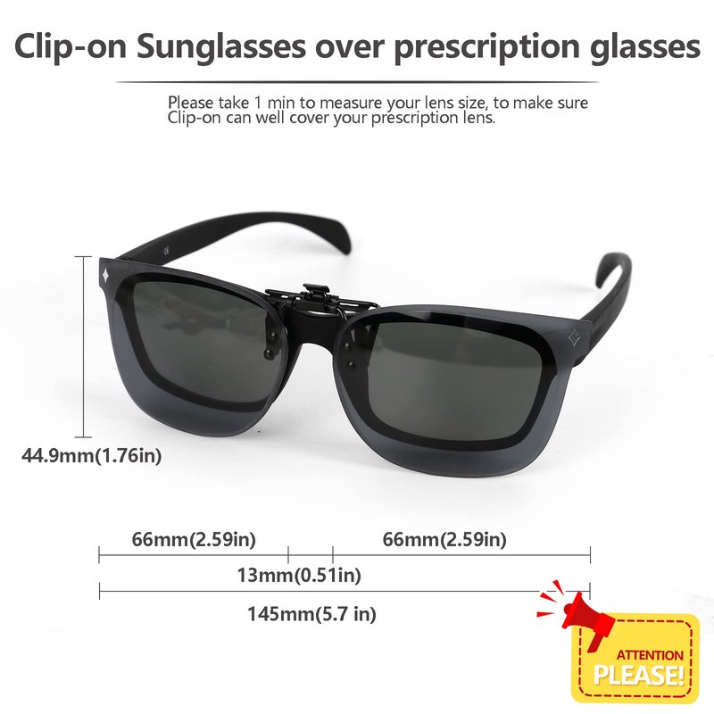 ARCAMOY Clip on Sunglasses Over Prescription Glasses Polarized Anti Glare Flip Up UV Protection Glasses For Men Women