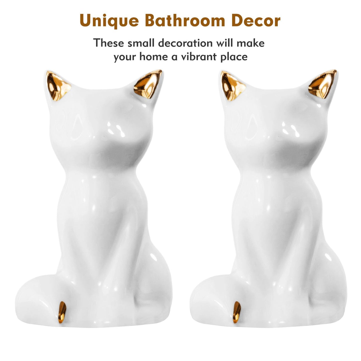 2 Pack Toilet Bolt Covers, Ceramic Toilet Bolt Caps Lovely Cate Toilet Screw Cover Caps, Fashion Toilet Decorative Avoid Rusting of Bolts