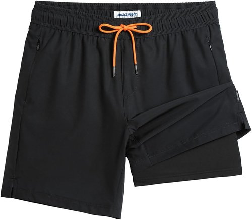 Maamgic Men's Swim Trunks - 2 in 1 Board Shorts with 7 Inch Inseam | Comfortable Swim Suits