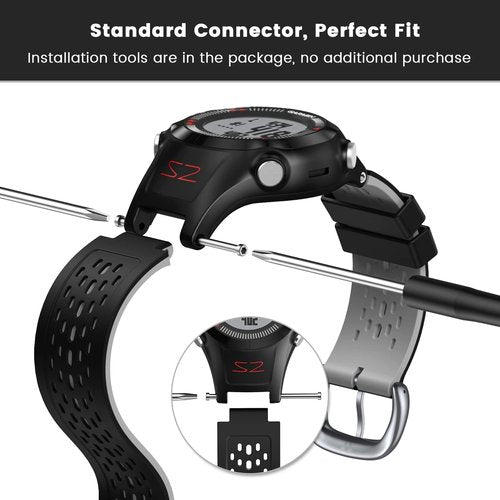 CUZOW Two-in-One Color band for Garmin Approach S2/S4, Silicone Starp Replacement Watch Band for Garmin Approach S2/S4 Watch, Black