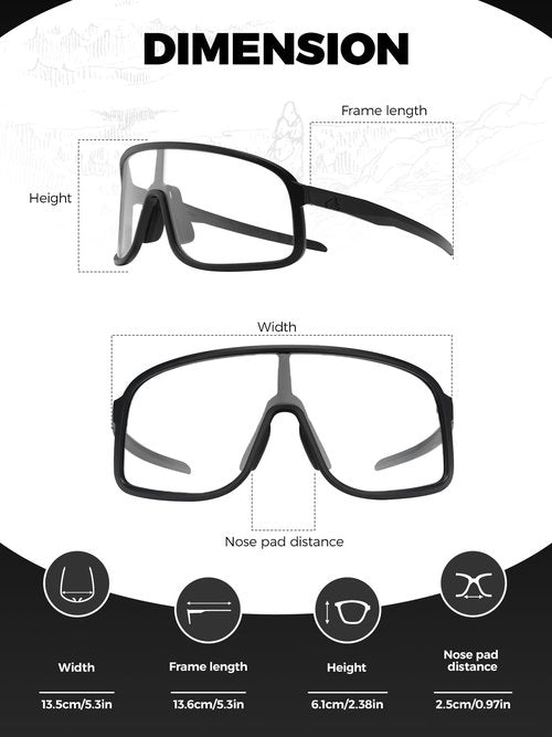 ROCKBROS Photochromic Sunglasses for Men Women Photochromic Cycling Glasses UV Protection Sports Sunglasses