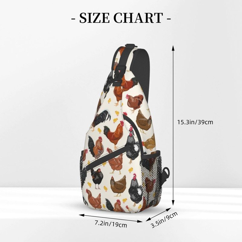 VOOHDDY Rooster Chicken Fun Animal Sling Bag For Women Men Travel Hiking Backpack Crossbody Shoulder Chest Bags Casual Daypack Sport
